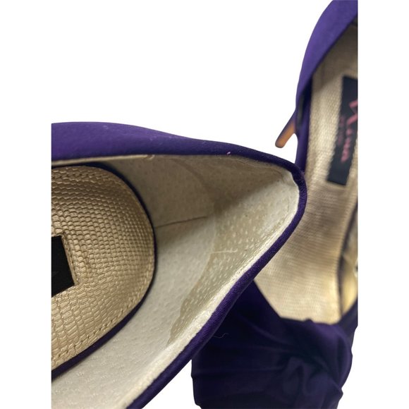 NINA D'Orsay Purple Satin Peep Toe Heels Size 8.5 - Picture 8 of 13